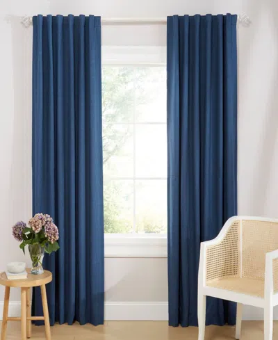Ralph Lauren Tyler 100% Blackout Cotton Blend With Lining Back Tab And Rod Pocket Curtain Panel, 50" X 84" In Indigo
