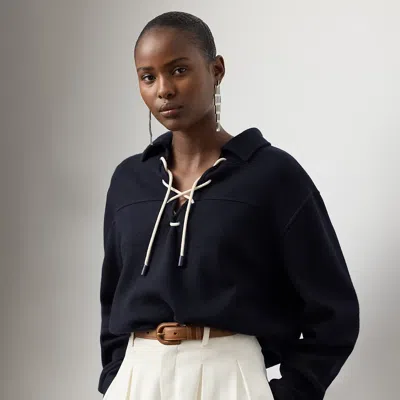 Ralph Lauren Tyrus Felted Cashmere Jersey Sweatshirt In Black