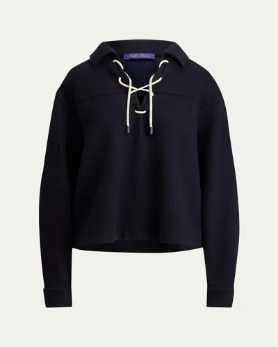 Ralph Lauren Tyrus Felted Cashmere Jersey Sweatshirt In Blue