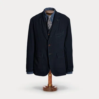Ralph Lauren Unconstructed Herringbone Sport Coat In Deep Navy In Blue