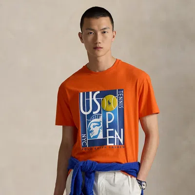 Ralph Lauren Us Open Classic Fit Jersey T-shirt In Orange