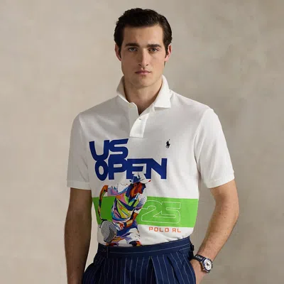 Ralph Lauren Us Open Classic Fit Mesh Polo Shirt In White