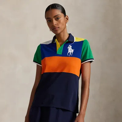 Ralph Lauren Us Open Color-blocked Piqué Polo Shirt In Multi