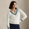 Ralph Lauren Us Open Cotton Cricket Sweater In White