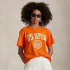 Ralph Lauren Us Open Crest Logo Jersey Tee In Orange