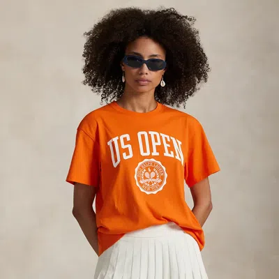 Ralph Lauren Us Open Crest Logo Jersey Tee In Orange