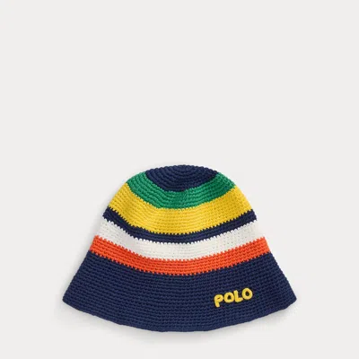Ralph Lauren Us Open Crocheted Bucket Hat In Multi