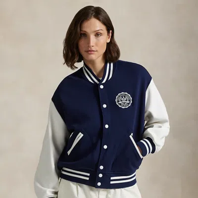Ralph Lauren Us Open Double-knit Baseball Jacket In Blue