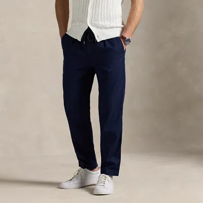 Ralph Lauren Us Open Lateef Slim Tapered Linen Pant In Blue