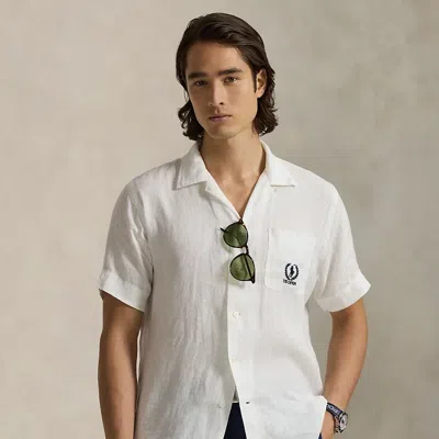 Ralph Lauren Us Open Linen Camp Shirt In White