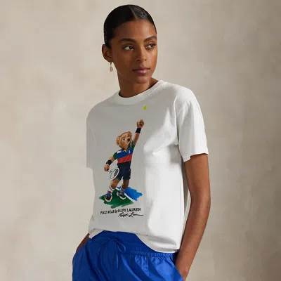 Ralph Lauren Us Open Polo Bear Jersey Tee In White