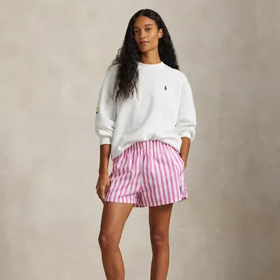 Ralph Lauren Us Open Striped Cotton Short In Pink