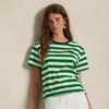 Ralph Lauren Us Open Striped Jersey Tee In Green