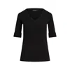 Ralph Lauren V Judy Elbow Sleeve Knit In Black