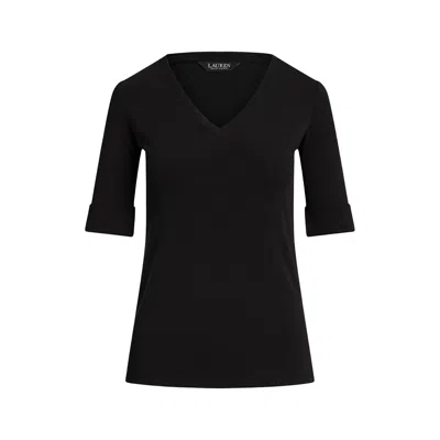 Ralph Lauren V Judy Elbow Sleeve Knit In Black