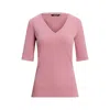 Ralph Lauren V Judy Elbow Sleeve Knit In Pink