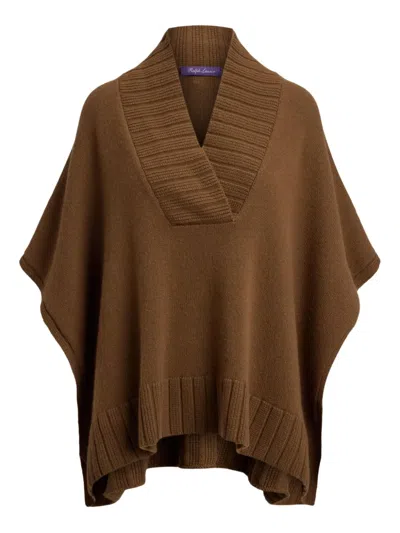 Ralph Lauren V-neck Cape Top In Brown