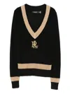 Ralph Lauren V-neck Logo Knitwear In Black