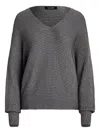 Ralph Lauren V-neck Long-sleeve Sweater In Gray