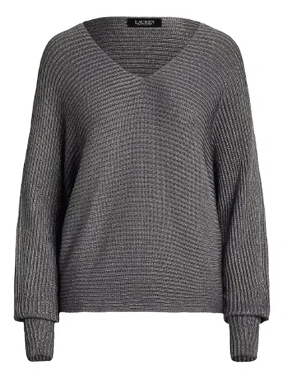 Ralph Lauren V-neck Long-sleeve Sweater In Gray