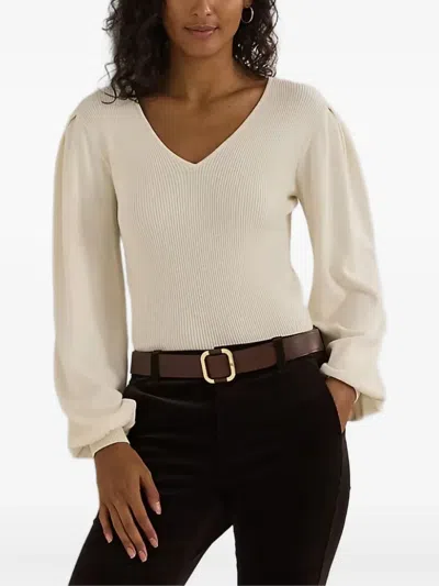 Ralph Lauren V-neck Puff-sleeve Top