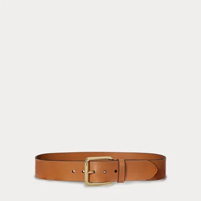 Ralph Lauren Vachetta Leather Wide Belt In Brown