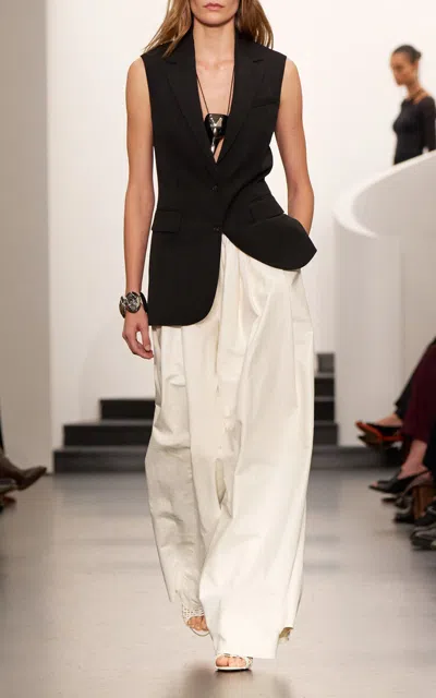Ralph Lauren Vannesa Leather Wide-leg Pants In White