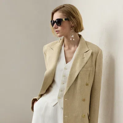 Ralph Lauren Vannesa Linen-blend Tweed Jacket In Light Tan Multi In Brown