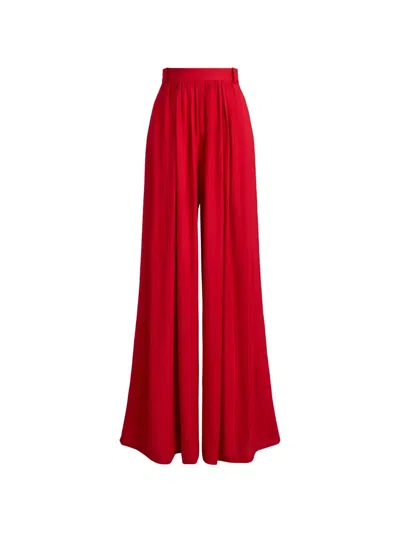 Ralph Lauren Vannesa Pleated Palazzo Trousers In Red