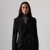 Ralph Lauren Varick Chalk-stripe Flannel Jacket In Black