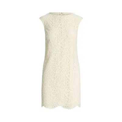Ralph Lauren Vasberri Short Sleeve Day Dress In Mascarpone Cream