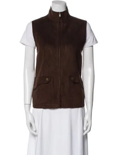 Pre-owned Ralph Lauren Vegan Suede Vest In Brown