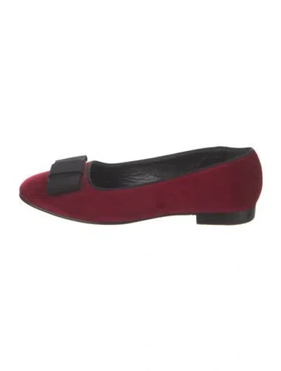 Pre-owned Ralph Lauren Velvet Ballet Flats In Burgundy