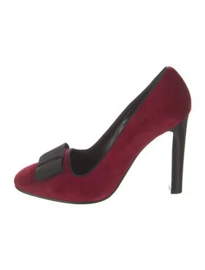 Pre-owned Ralph Lauren Velvet Bow Accents Pumps W/ Tags In Red
