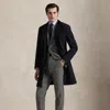 Ralph Lauren Velvet-collar Wool-cashmere Topcoat In Black