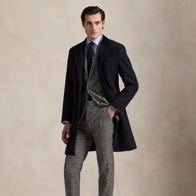 Ralph Lauren Velvet-collar Wool-cashmere Topcoat In Black