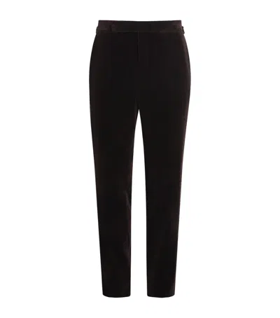 Ralph Lauren Gregory Straight-leg Cotton-velvet Tuxedo Trousers In Black