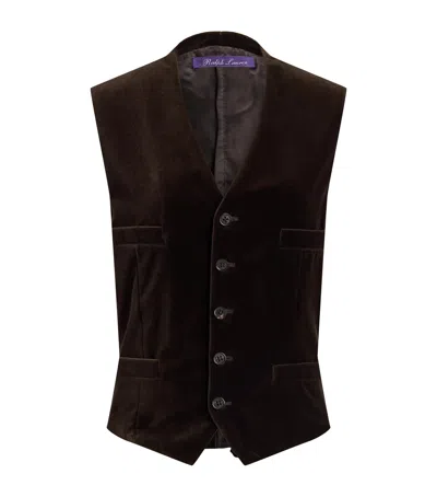 Ralph Lauren Velvet Jaiden Waistcoat In Brown