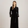 Ralph Lauren Velvet Long Shawl-collar Robe In Black