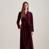 Ralph Lauren Velvet Long Shawl-collar Robe In Burgundy