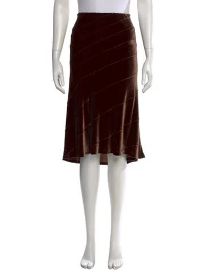 Pre-owned Ralph Lauren Velvet Midi Length Skirt In Brown