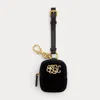 Ralph Lauren Velvet Mini Zip Pouch In Black