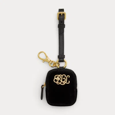 Ralph Lauren Velvet Mini Zip Pouch In Black
