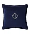 Ralph Lauren Velvet Monogram-embroidered Cushion In Blue