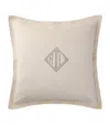 Ralph Lauren Velvet Monogram-embroidered Cushion In Brown