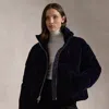 Polo Ralph Lauren Velvet Quilted Down Jacket In Navy