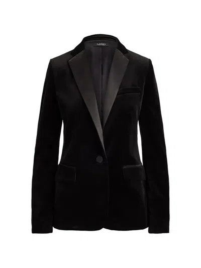 Ralph Lauren Velvet Single-breasted Blazer In Black