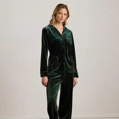 Ralph Lauren Velvet Sleep Set In Green