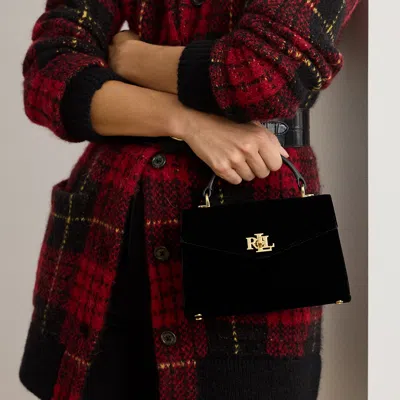 Ralph Lauren Velvet Small Farrah Satchel In Black