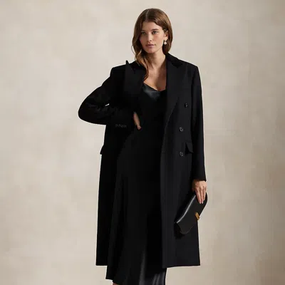 Polo Ralph Lauren Velvet-topcollar Melton Coat In Polo Black